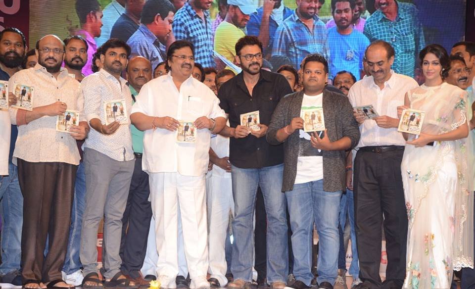 Venkatesh, Lavanya Tripathi, Ghibran and director Maruthi at Babu Bangaram Audio Launch Stills