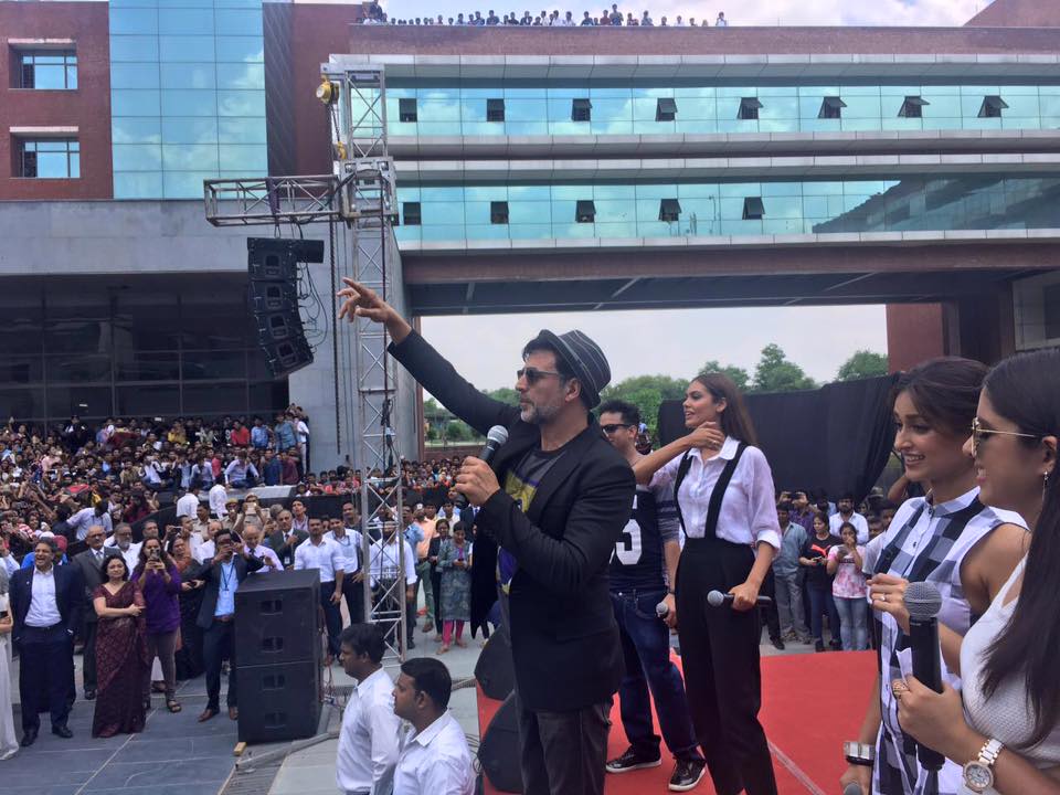 Akshay Kumar, Ileana D'Cruz and Esha Gupta stills at Amity University for the Rustom promotions