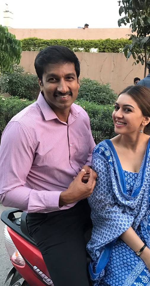Hansika, Gopichand on the sets of Sampath Nandi's Untitled film