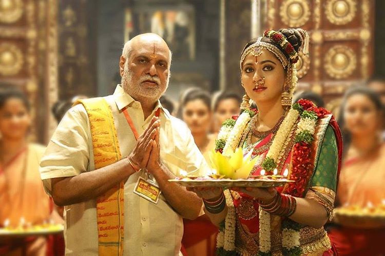 Anushka Shetty, Director K. Raghavendra Rao on the sets of Om Namo Venkatesaya