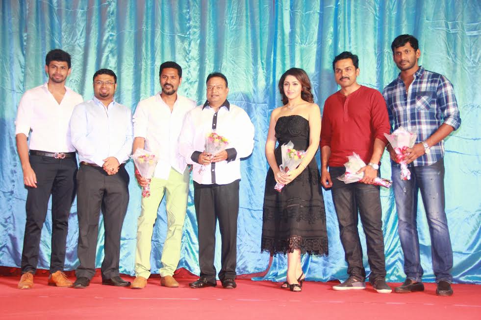 Karuppu Raja Vella Raja Movie Launch Stills | Karthi, Vishal, Sayesha Saigal, Director Prabhu Deva, Producer K Ganesh, Varun