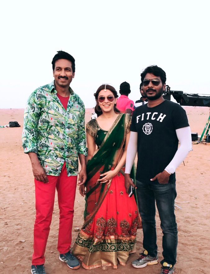 Gopichand, Hansika and Sampath Nandi On the sets of Goutham Nanda