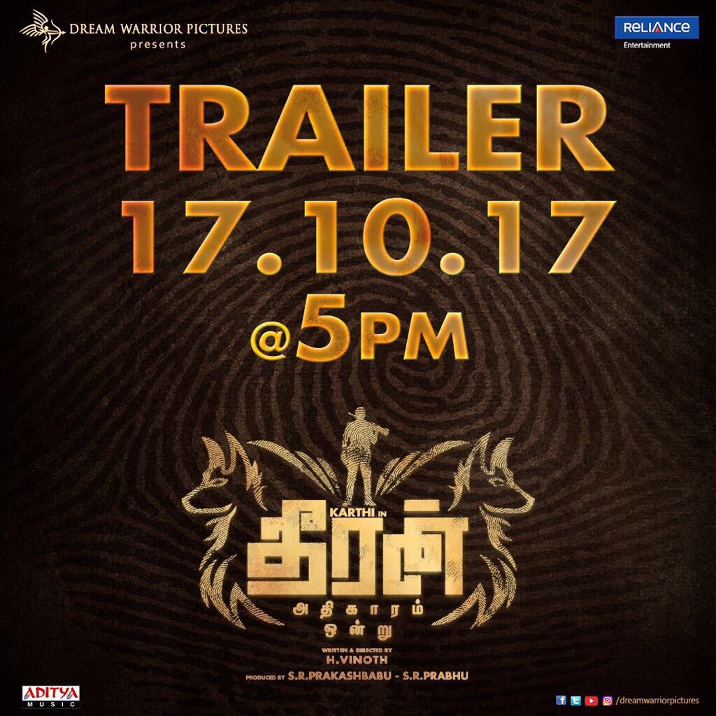 Karthi’s Dheeran Adhigaram Ondru trailer release