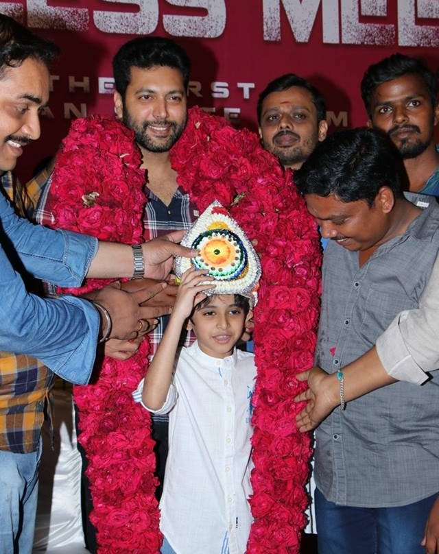 Jayam Ravi Son Aarav Birthday Celebration at Tik Tik Tik Success Meet Photos.
