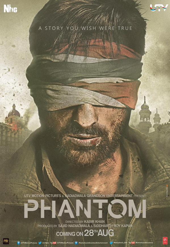 First Look of Saif Ali Khan Blindfolded In Tricolor On Phantom Poster