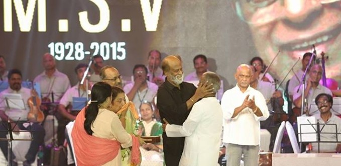 Ilayaraja and Rajini paying homage to MSV