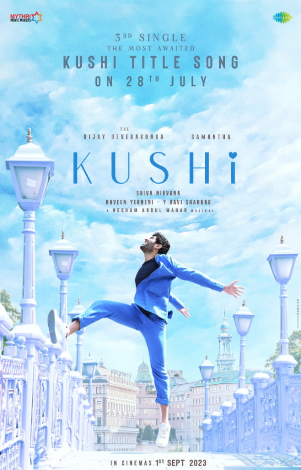 The title song of Kushi, starring Vijay Deverakonda and Samantha Ruth Prabhu, will be released on July 28.