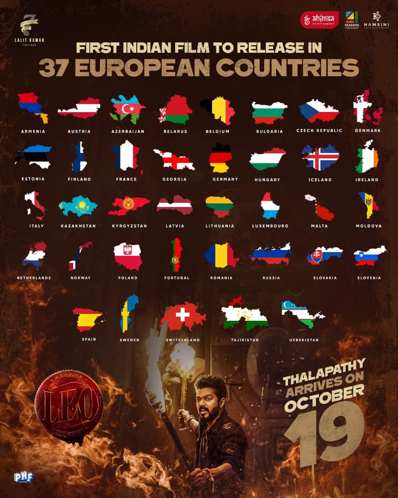 Leo, the first Indian film to release in 37 European countries