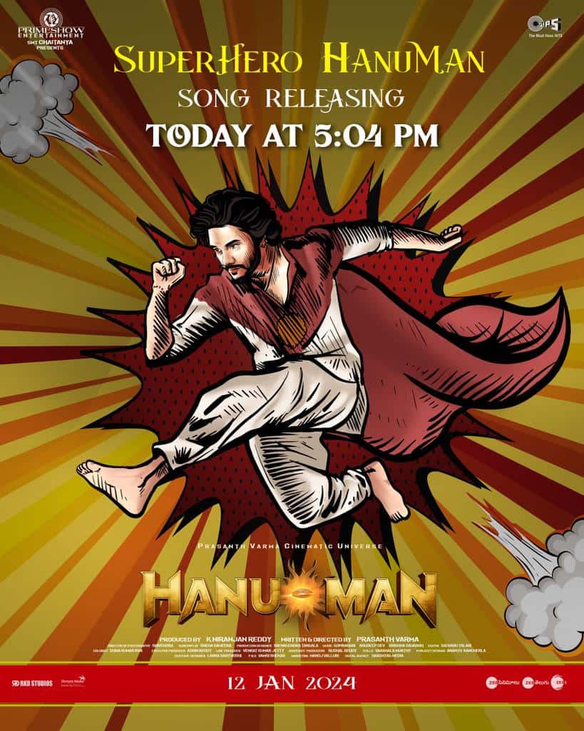 'Super Hero HanuMan' Track from 'Hanu Man' to Drop on Today 5:04 pm
