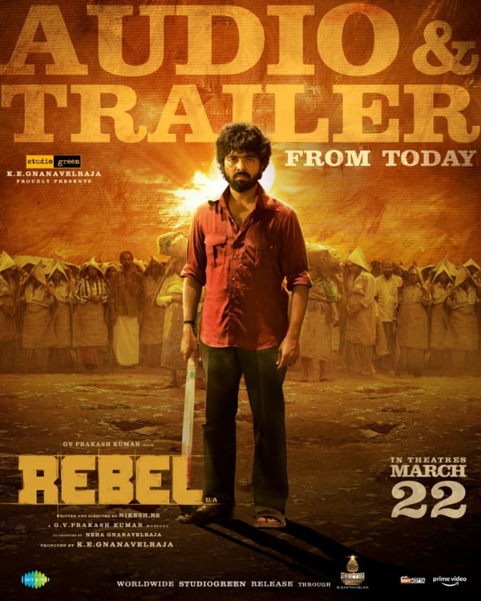 New trailer for GV Prakash Rebel movie coming out today!