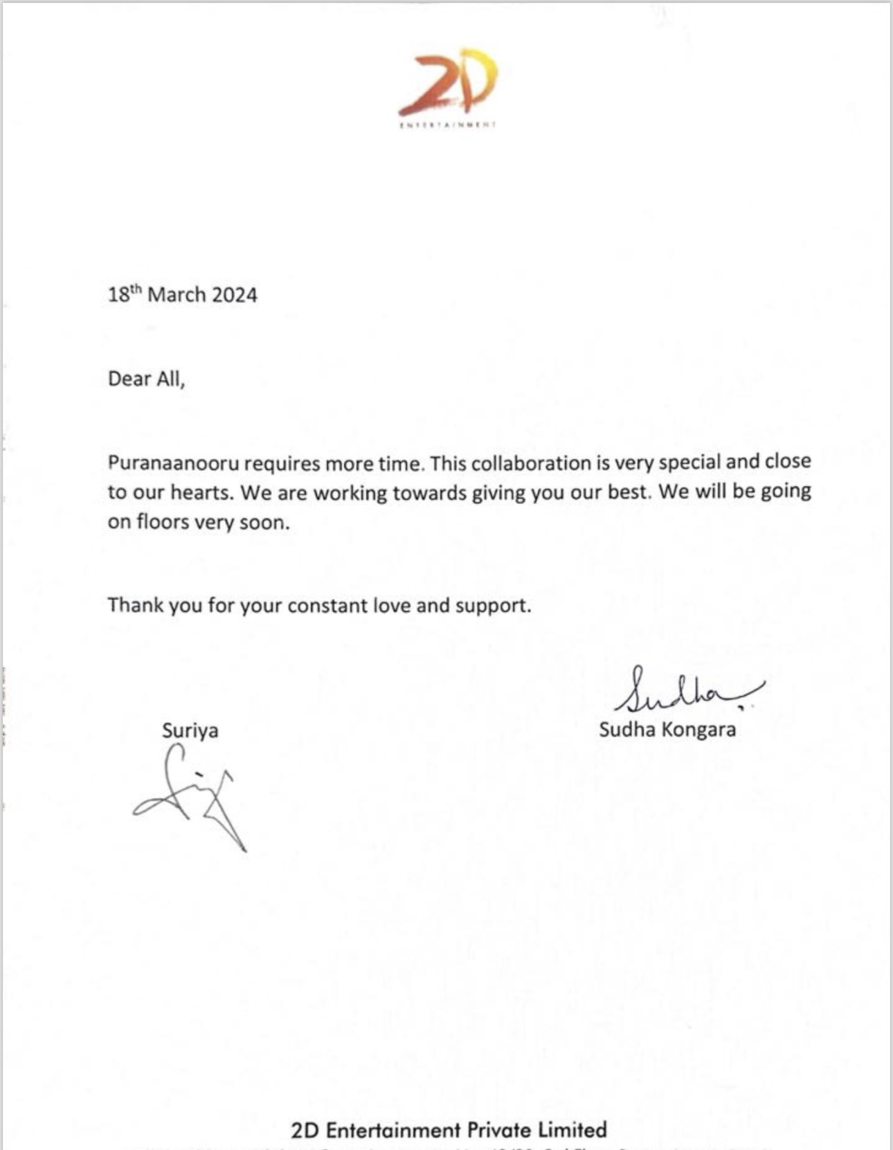 New Movie by Suriya and Sudha Kongara, "Puranaanooru," Will Start Filming Soon